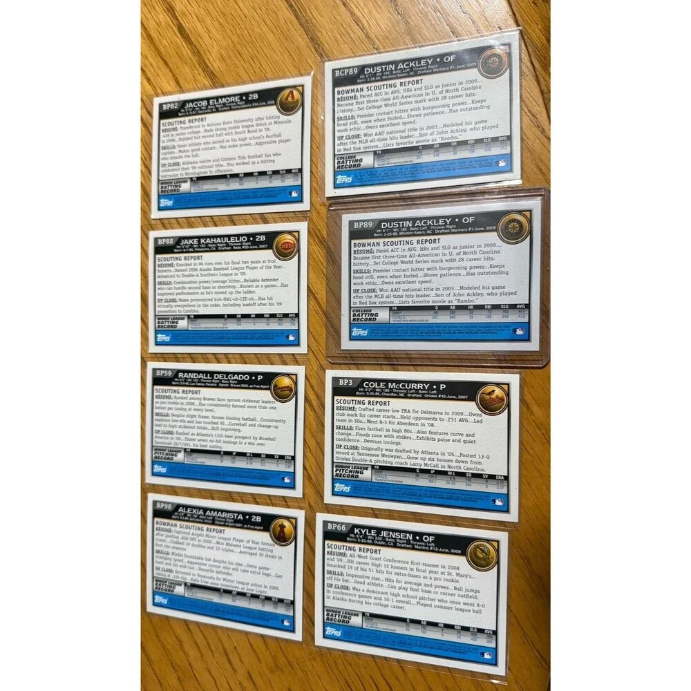 2009 2011 Topps Bowman Prospects Card Lot 8 Dustin Ackley RC Chrome